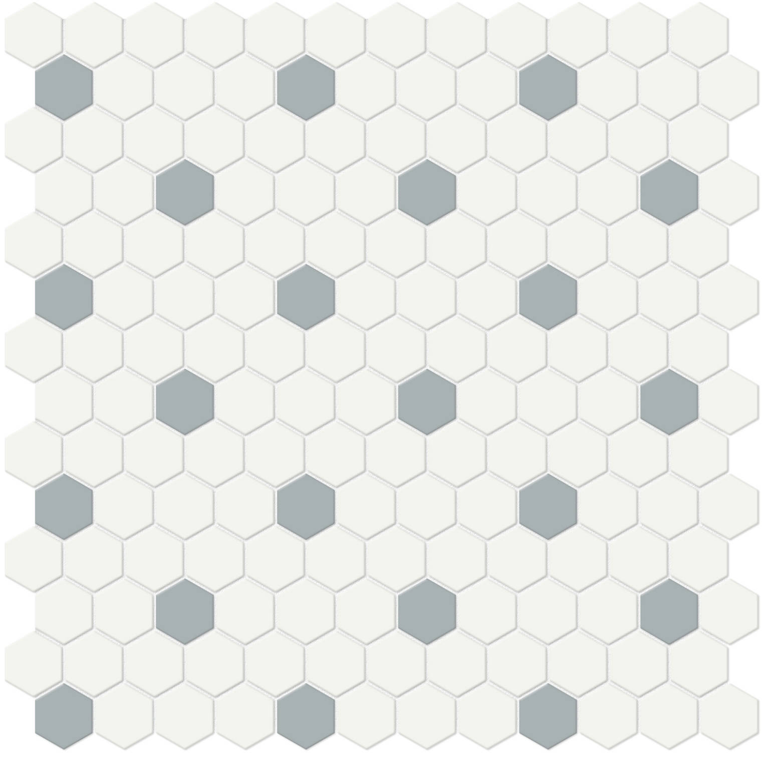 1″ White w/ Cloud Blue Matte Hex Mosaic