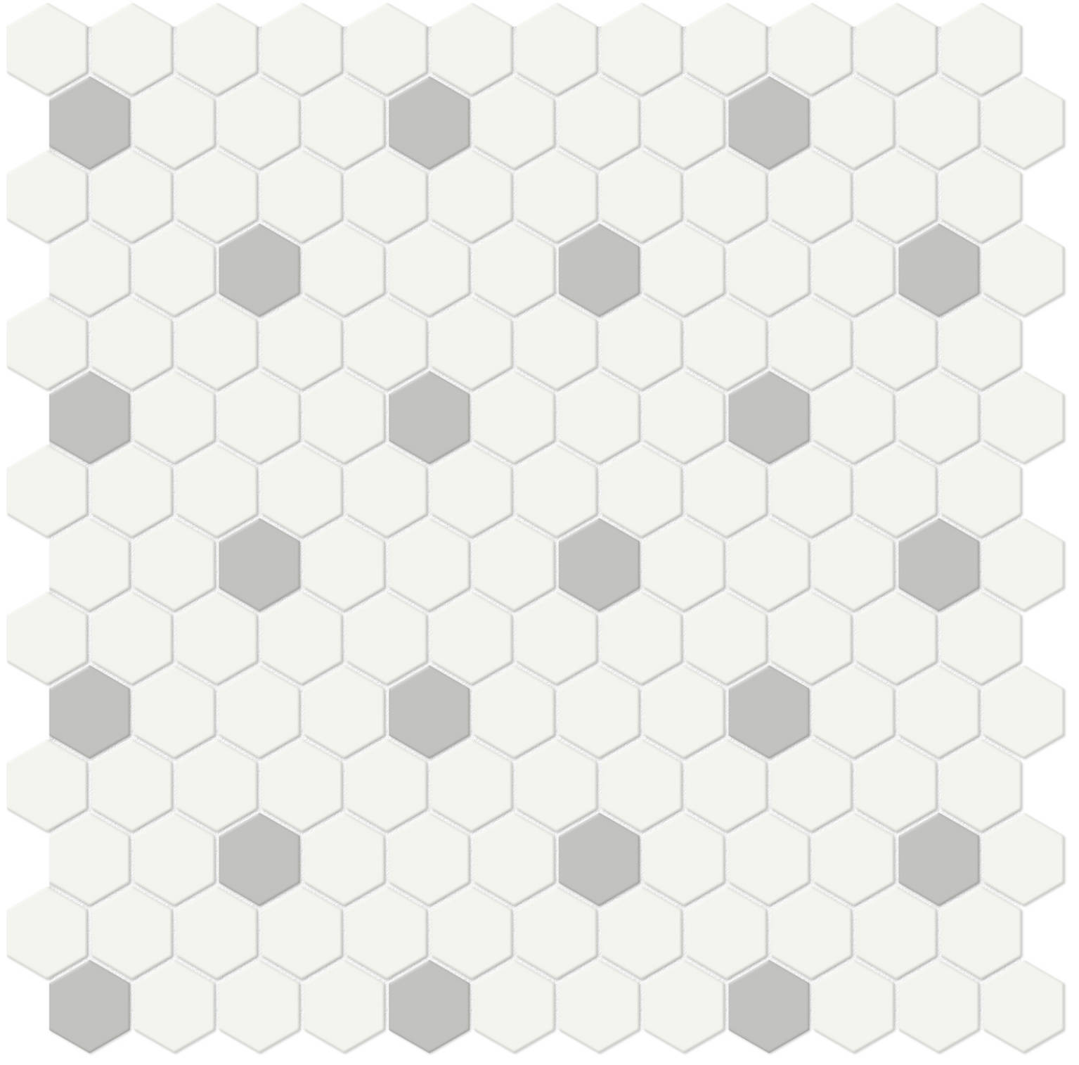 1″ White w/ Loft Grey Matte Hex Mosaic