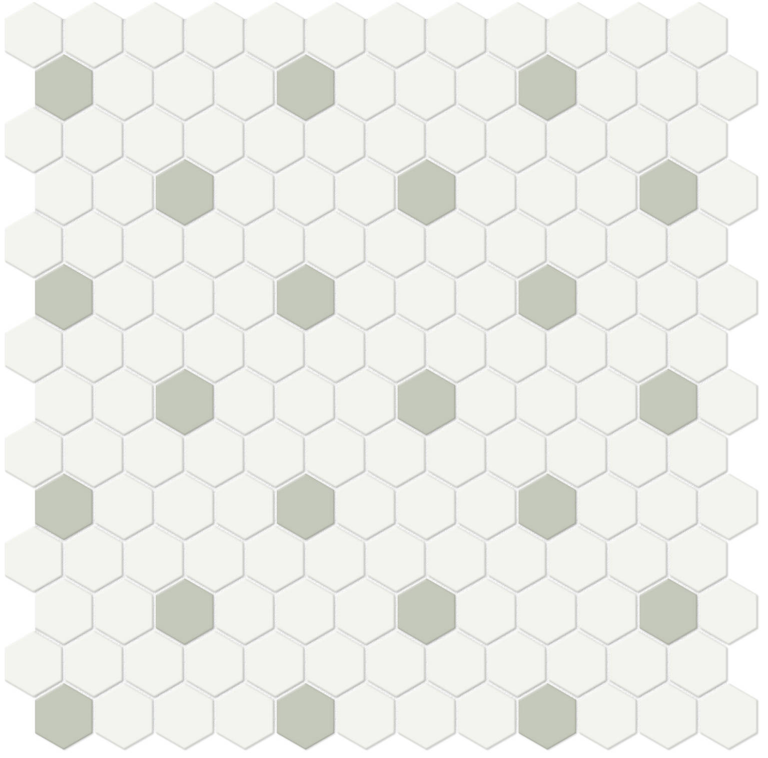 1″ White w/ Soft Sage Matte Hex Mosaic