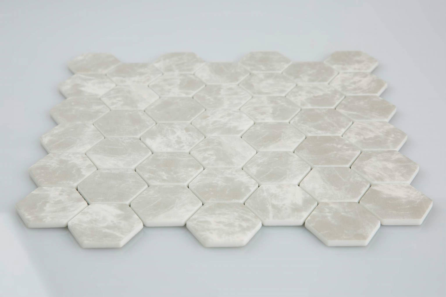 2" Light Grey Hexagon Mosaic