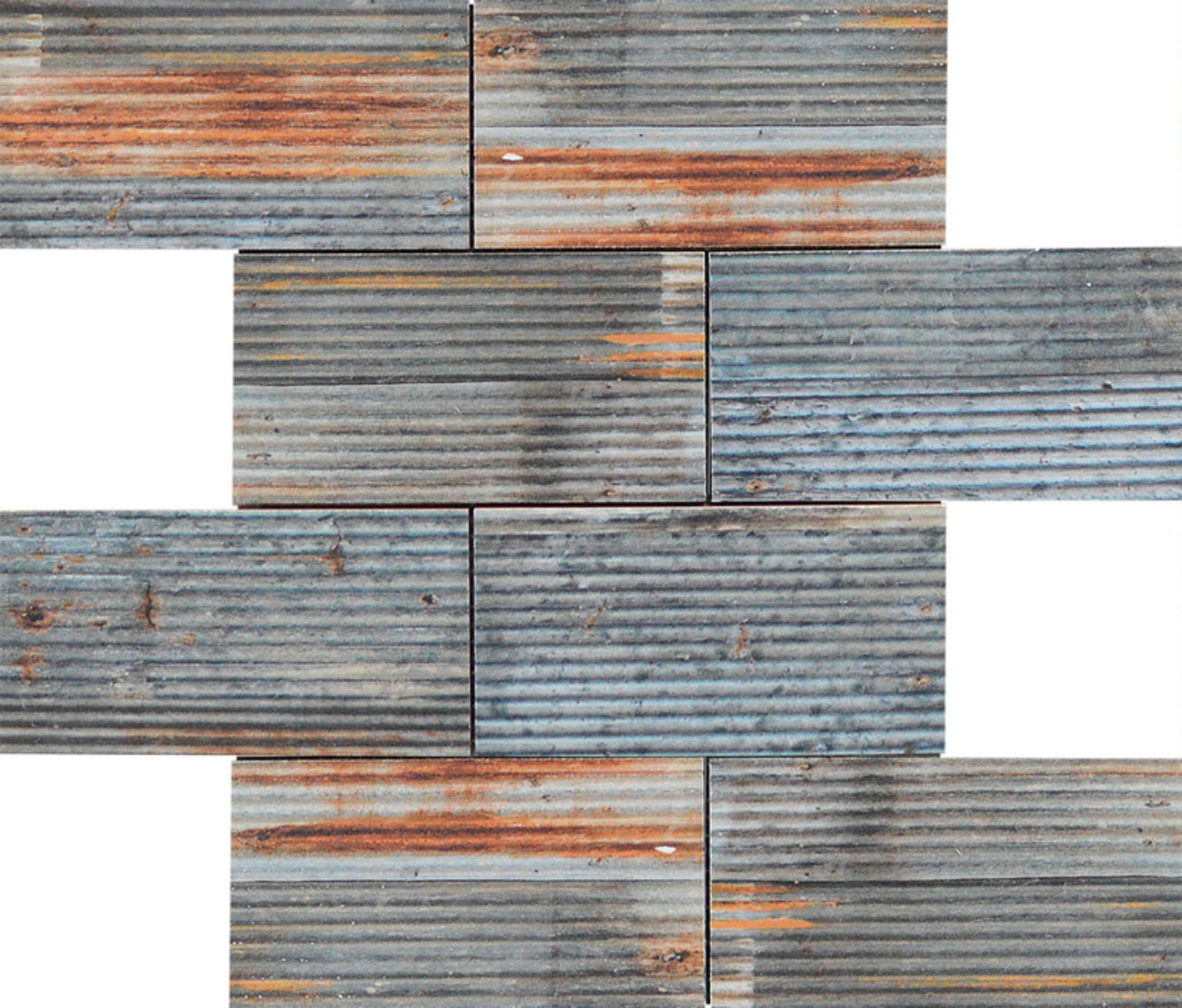 2.8″X6″ Rust Industrial Linear Relief Pattern Glazed Ceramic Mosaic