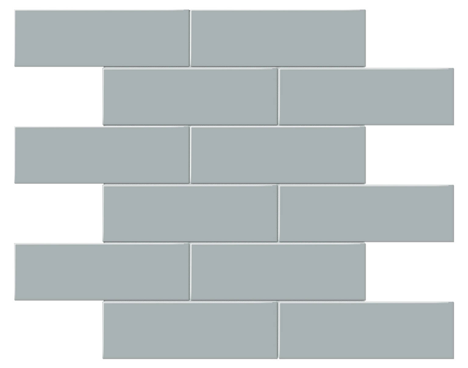 2x6 Cloud Blue Matte Brick Mosaic