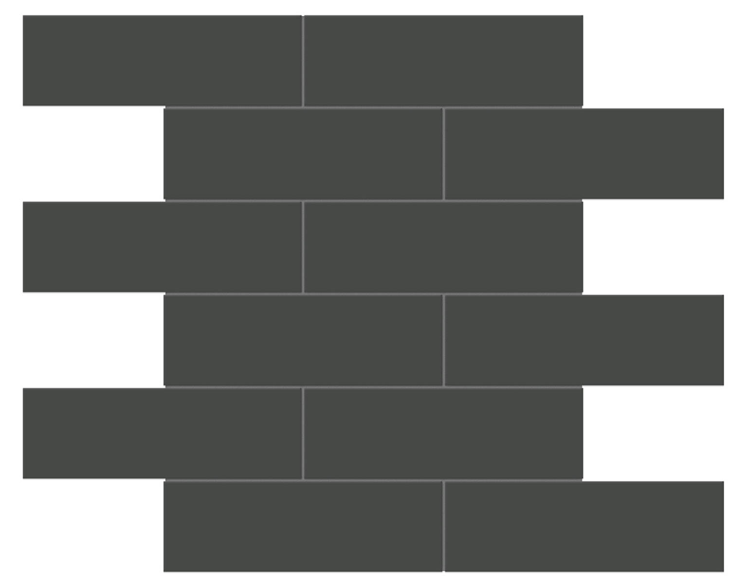 2x6 Retro Black Matte Brick Mosaic