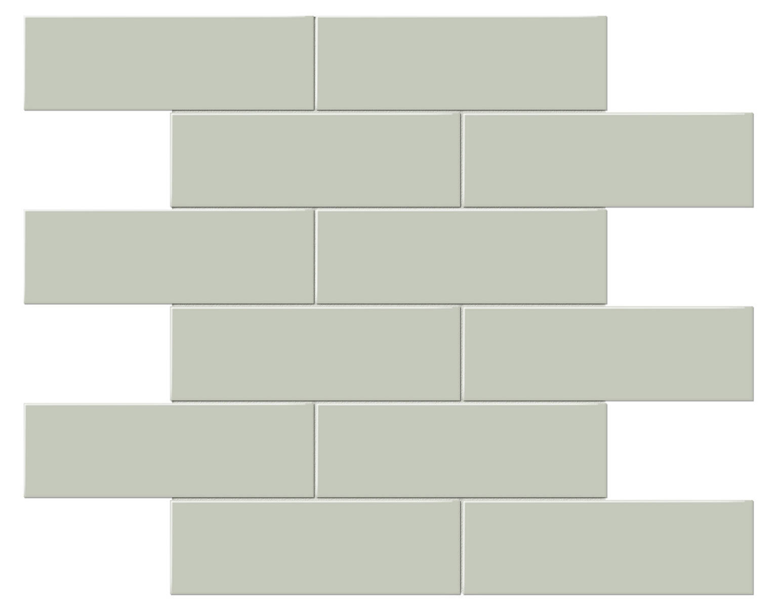 2x6 Soft Sage Glossy Brick Mosaic
