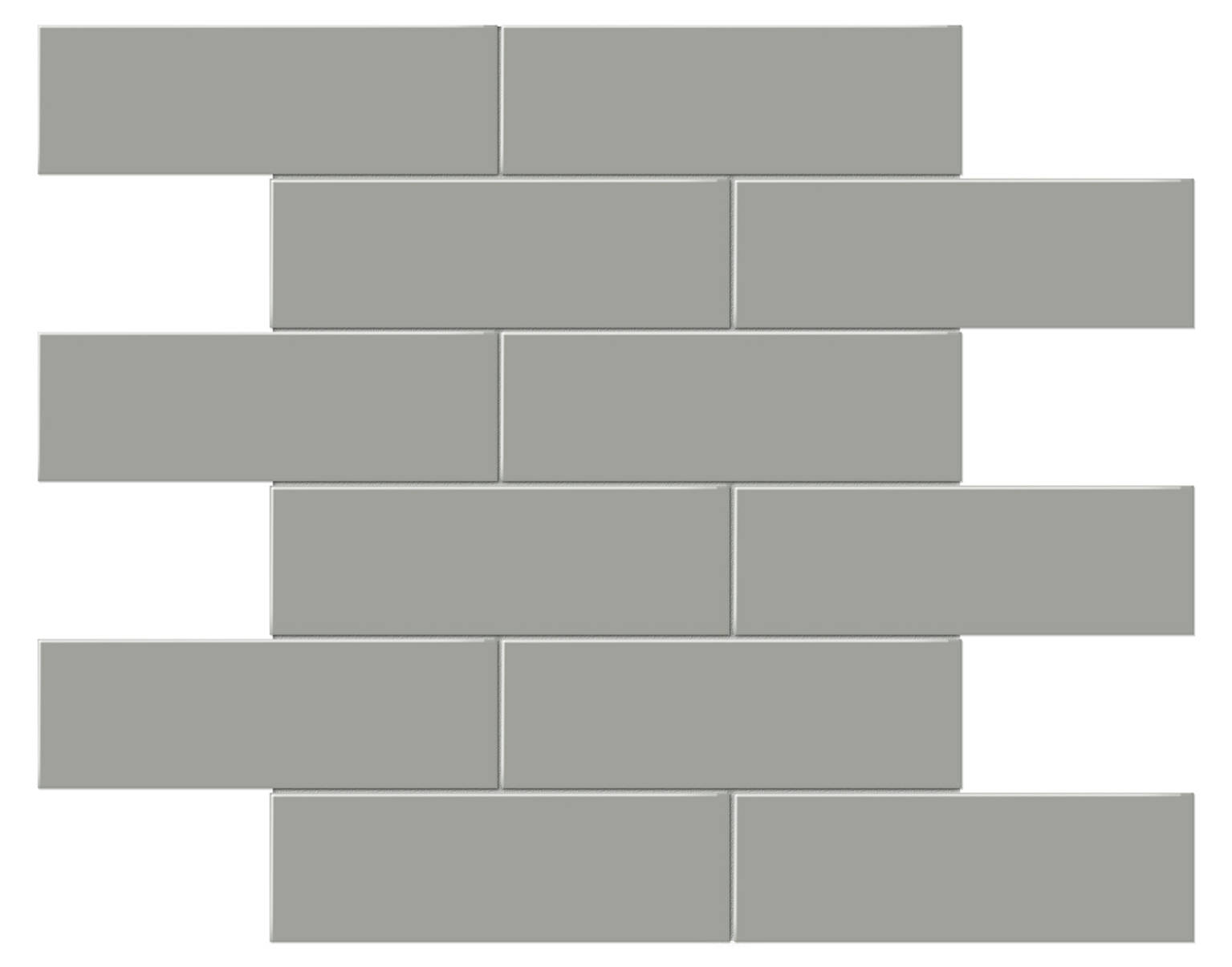 2x6 Taupe Glossy Brick Mosaic