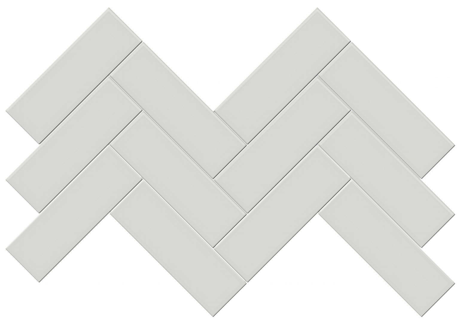2x6 Warm Grey Glossy Herringbone Mosaic