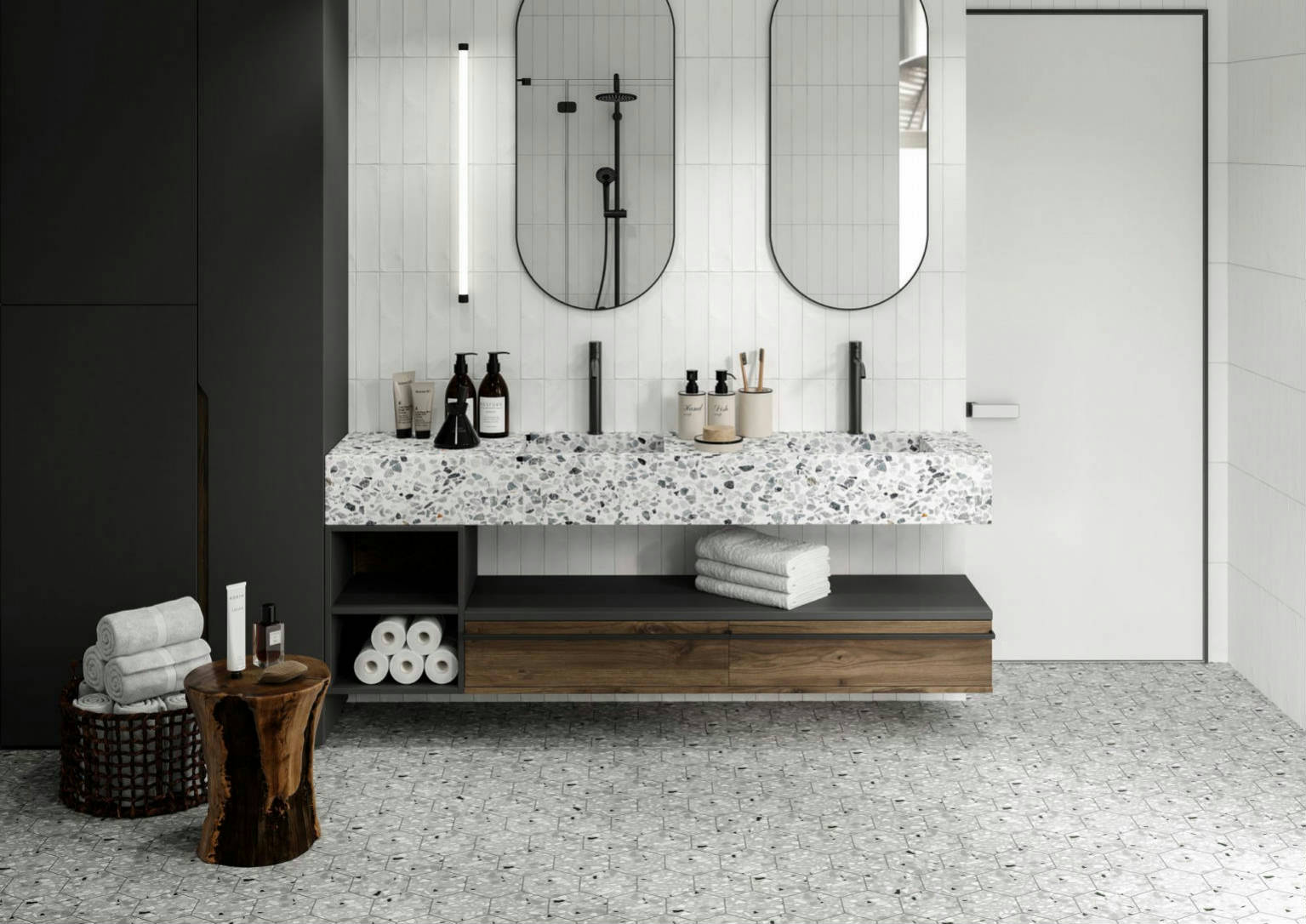 Altea 5.5X6.3” Grey and White Hexagon  | Marino Tile NY