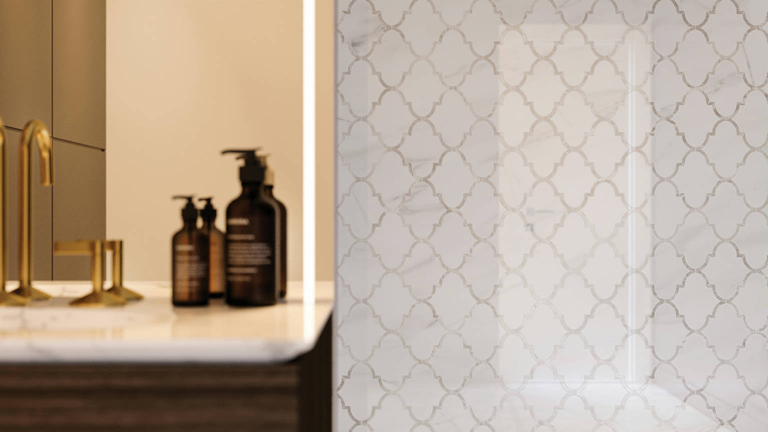 Ardor Infatuation Arabesque Polished Mosaic 3 | Marino Tile NY