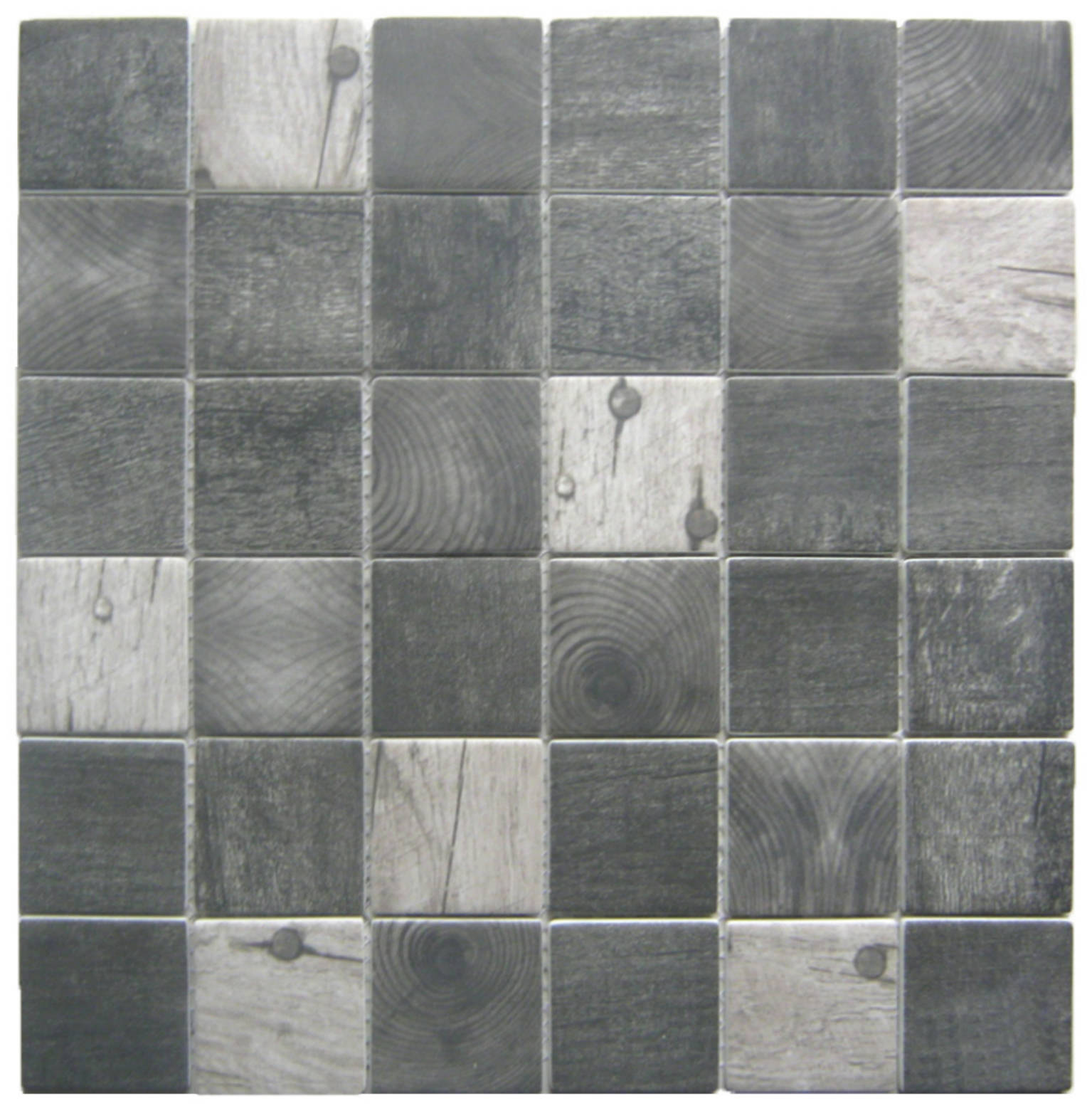 Black/Grey Recycled Glass Mix 2X2" Square Mosaic