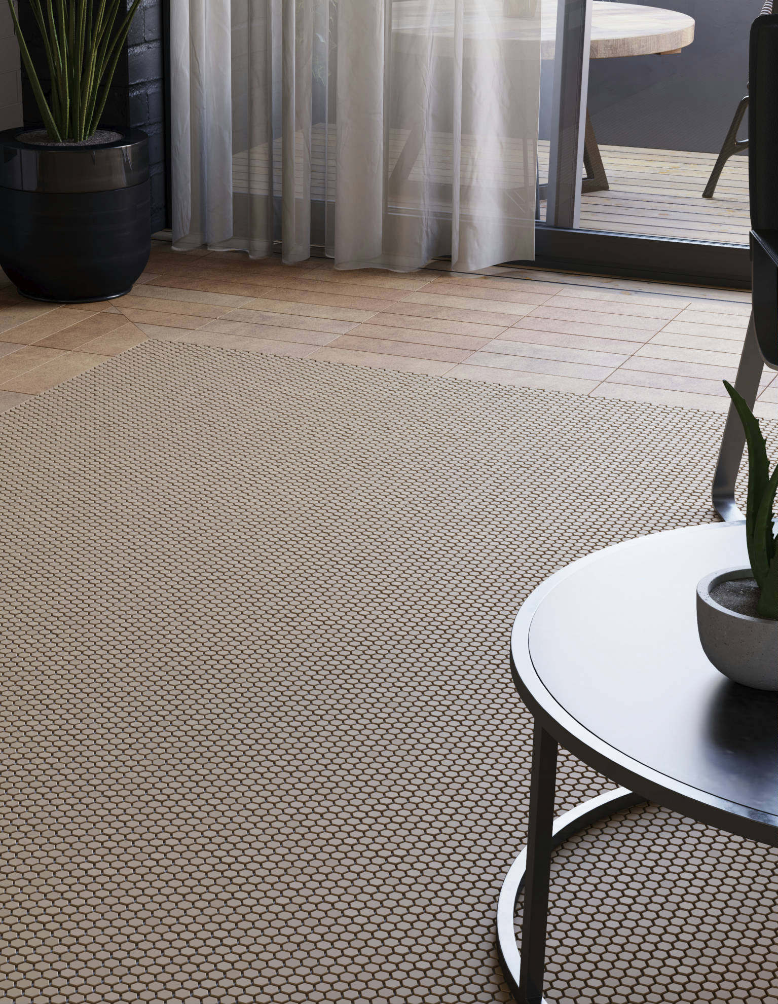 Carob Field Tile, Biscotti Complex Mosaic | Marino Tile NY