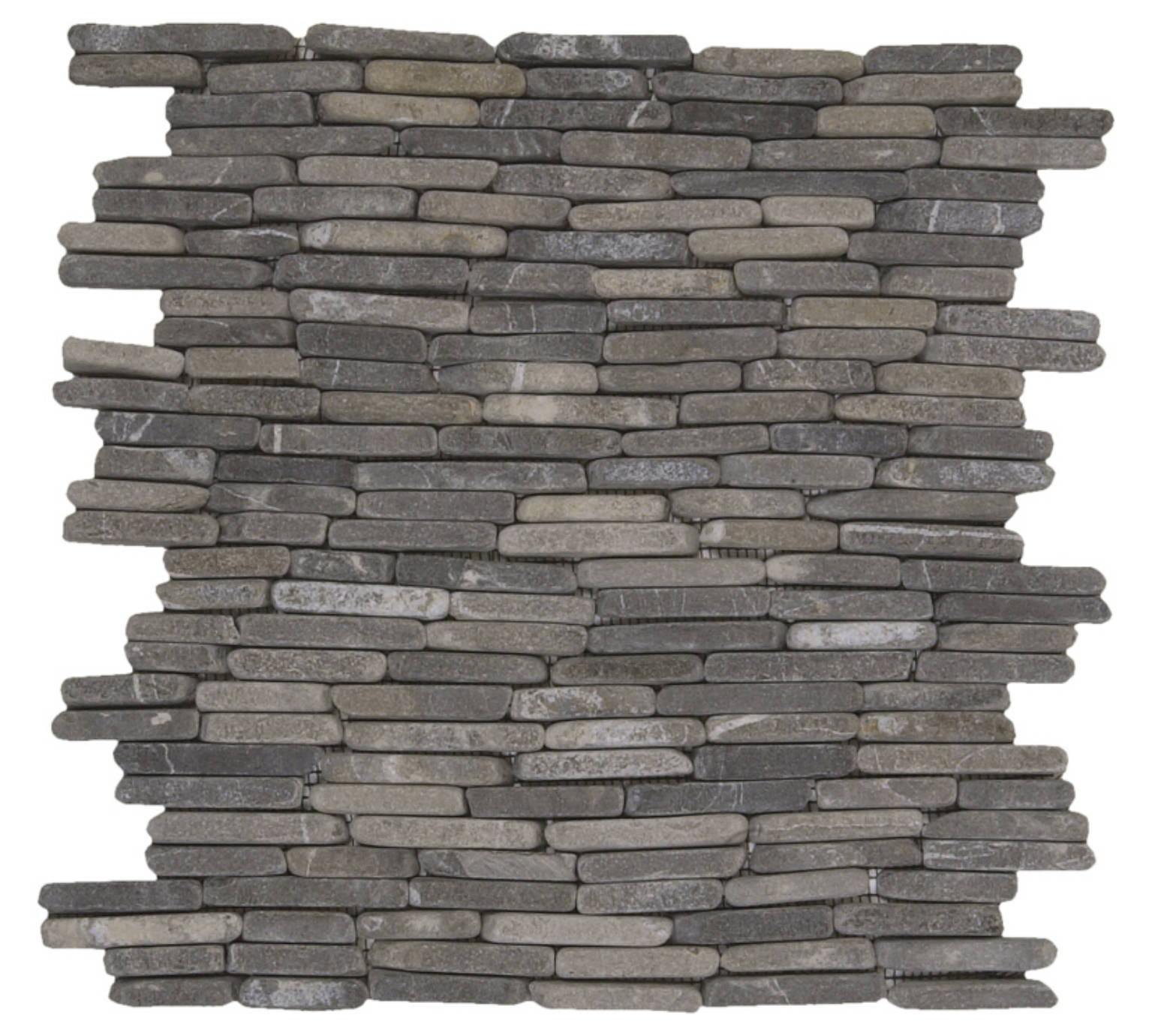 Grey Stacked Brick Marble Interlocking Mosaic