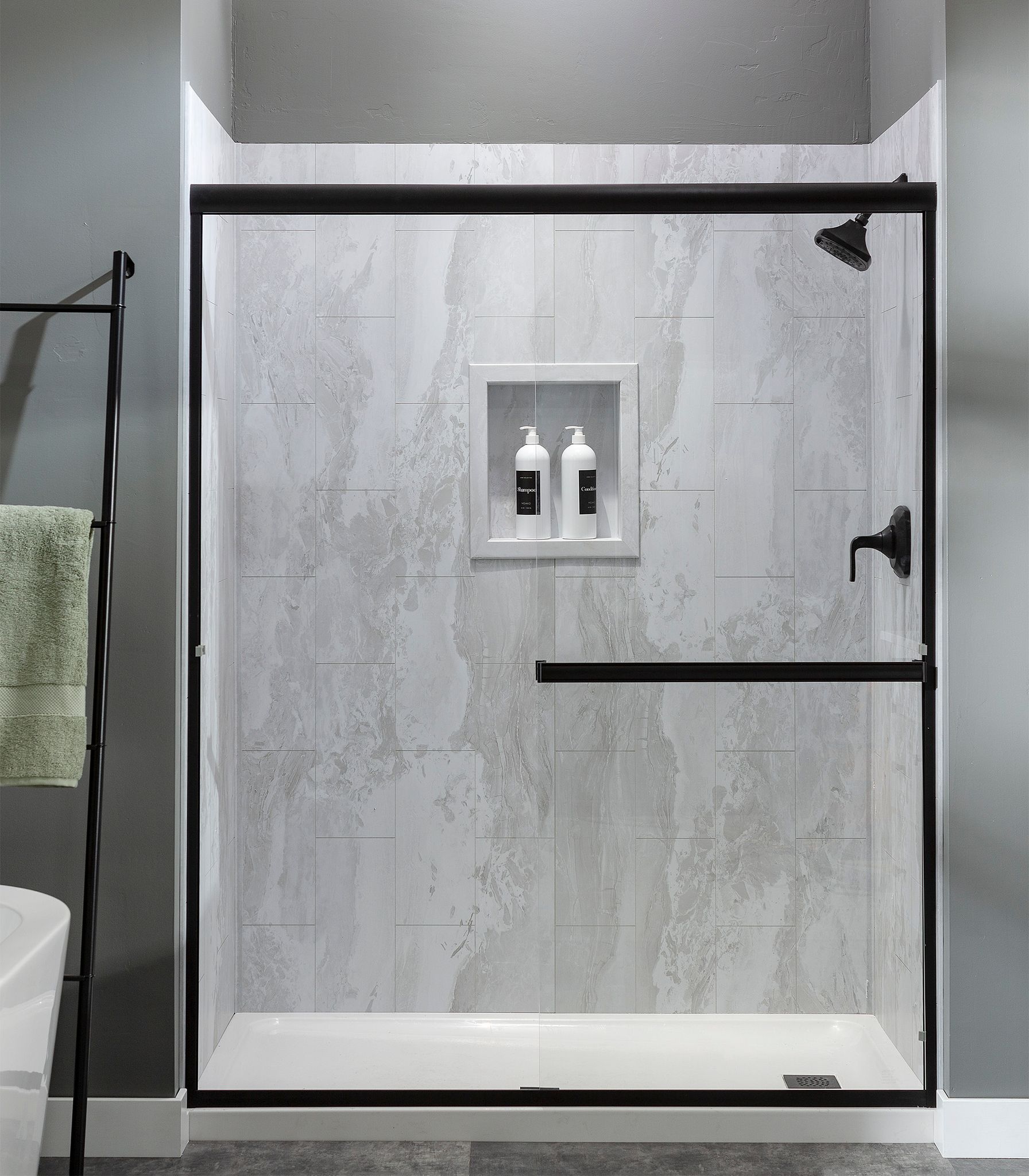 Iced Pewter Shower Wall Kit 36x36x78 | Marino Tile NY