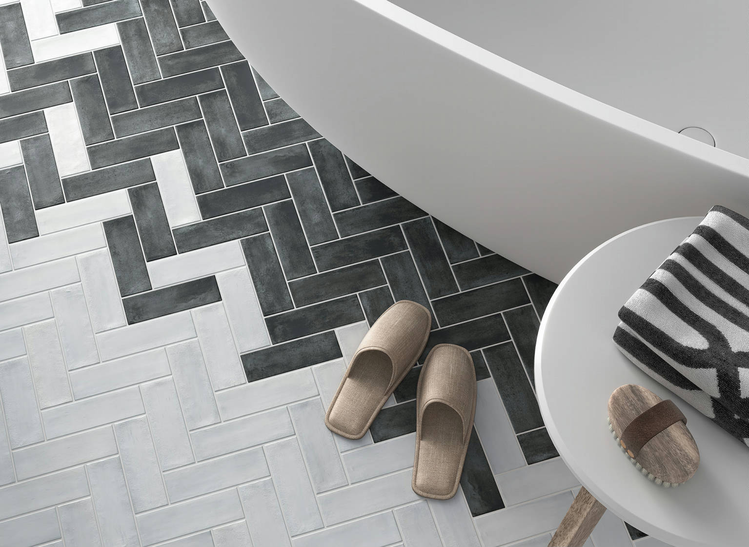 Lisbon 2X6 Pearl and Graphite | Marino Tile NY