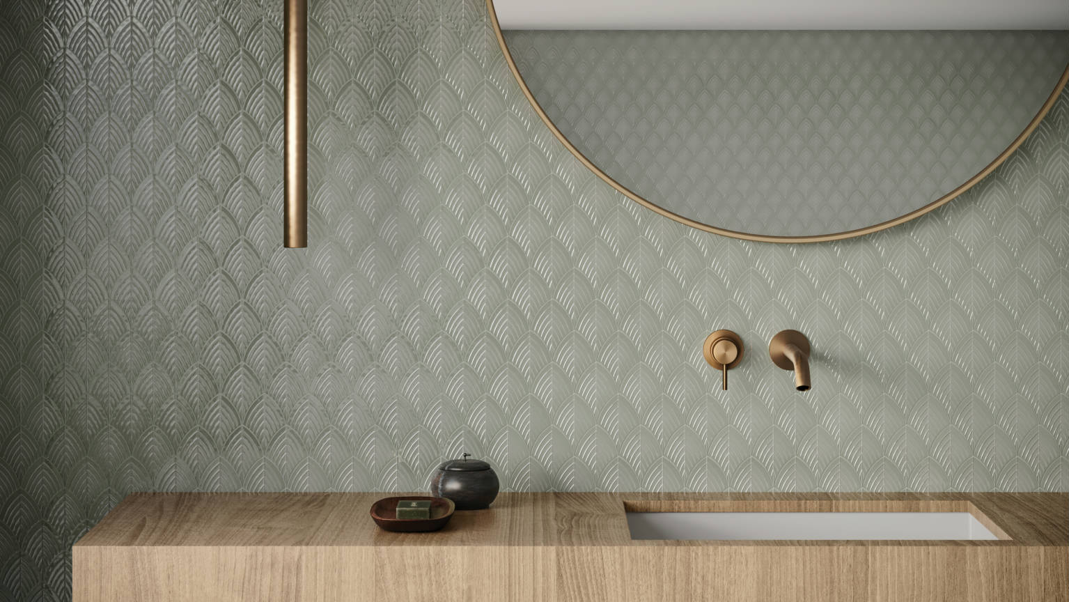 Traditions Soft Sage Glossy Scallop Mosaic 2 | Marino Tile NY