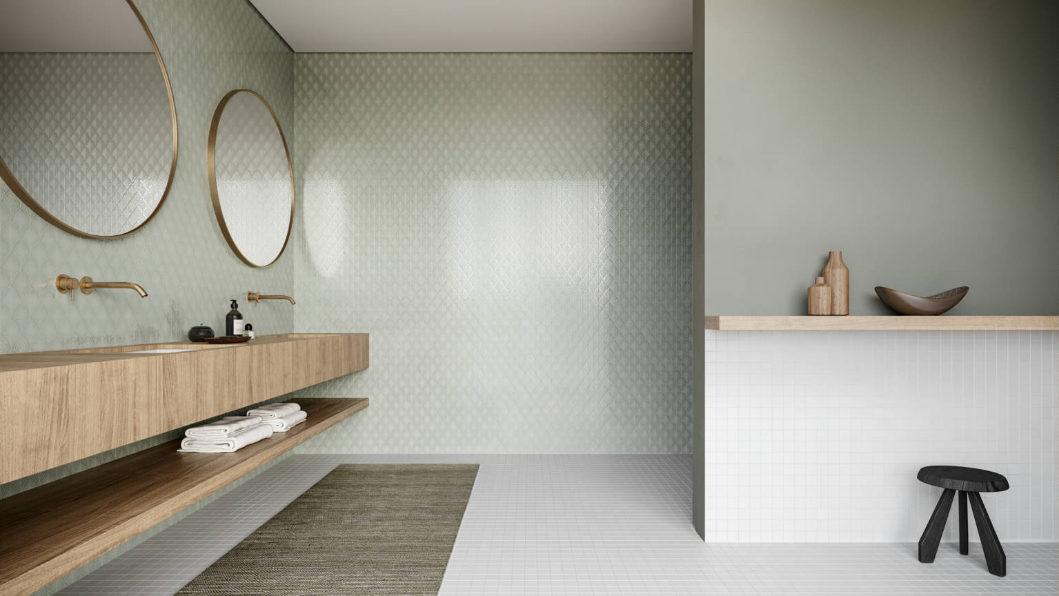Traditions Soft Sage Glossy Scallop Mosaic | Marino Tile NY