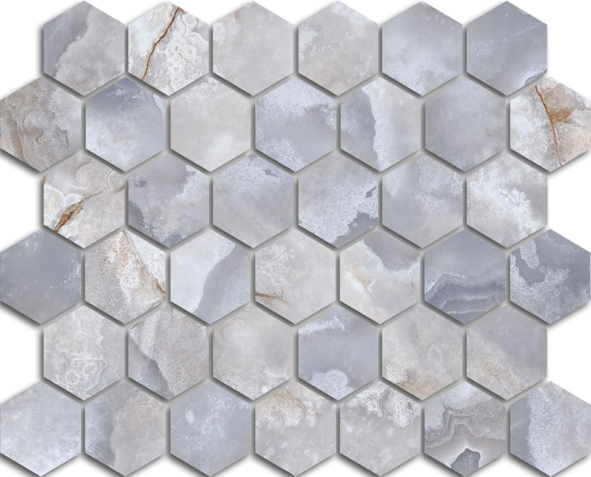 Treasure Blue Dream Onyx 2x2 Polished Hexagon Mosaic