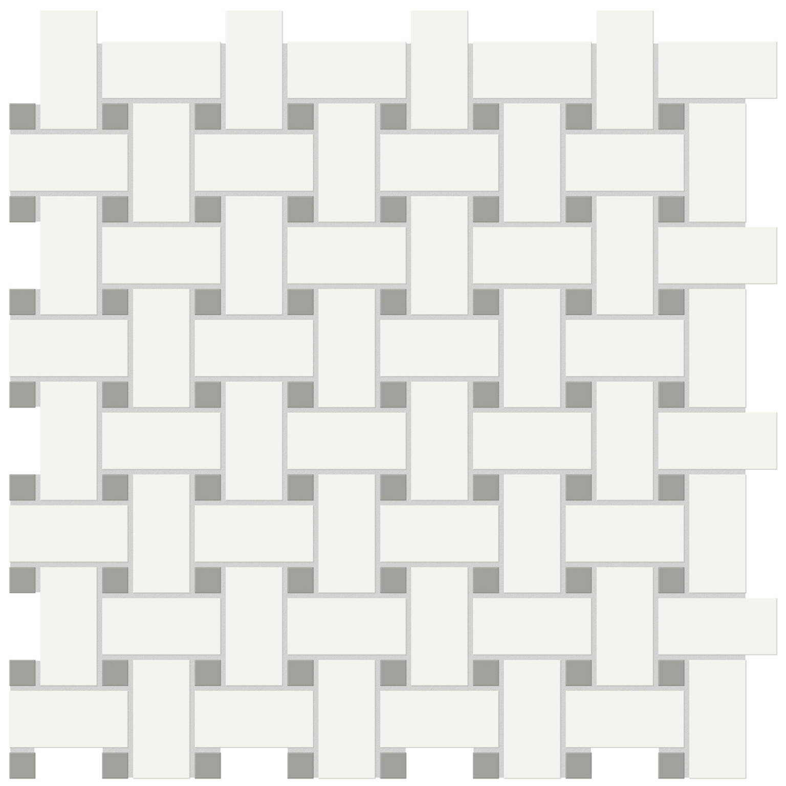 White w/Taupe Matte Basketweave Mosaic