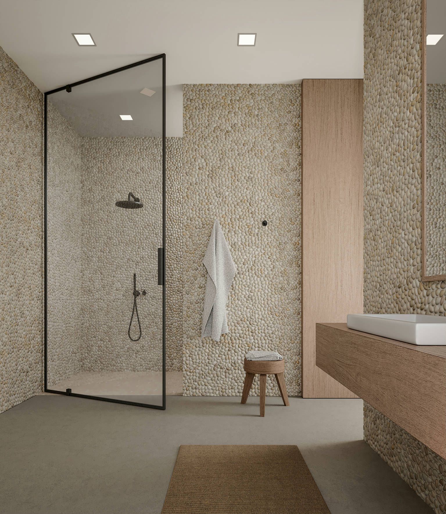 Zen Fiji Cream Natural Pebble Matte Mosaic | Marino Tile NY