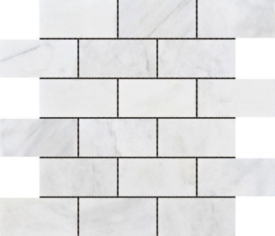 2"x4" Brick Pattern White Grey Marble | Marino Tile NY