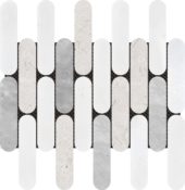 2"x6" Elongated Round White Grey Beige Marble Mix | Marino Tile NY