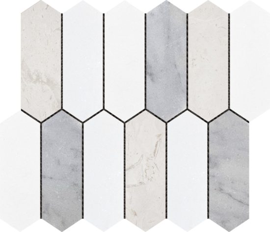 2″x6″ Picket White Grey Beige Marble Mix