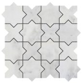 3"x3" Cross & Star White Grey Marble | Marino Tile NY