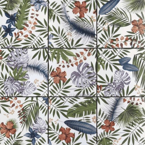 4"x4" Floral Palm Multicolor Mosaic | Marino Tile NY