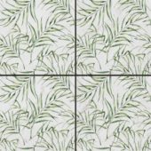 6"x6" Green Palm Leaf Printed Beige Marble | Marino Tile NY