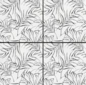 6"x6" Grey Palm Leaf Printed White Marble | Marino Tile NY