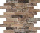Beige Brown Mix Wood 1.1"x4" Glazed Ceramic Mosaic | Marino Tile NY