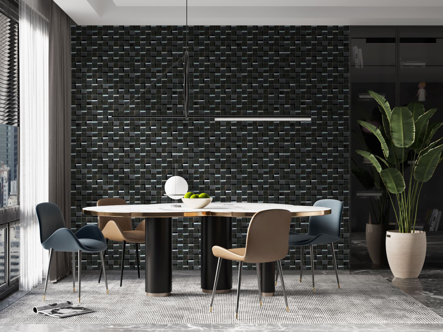 Black 3D Metal Mix Finish 2 | Marino Tile NY