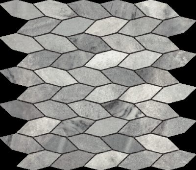 Elongated Hexagon Ice Grey “Leaves” Mosaic