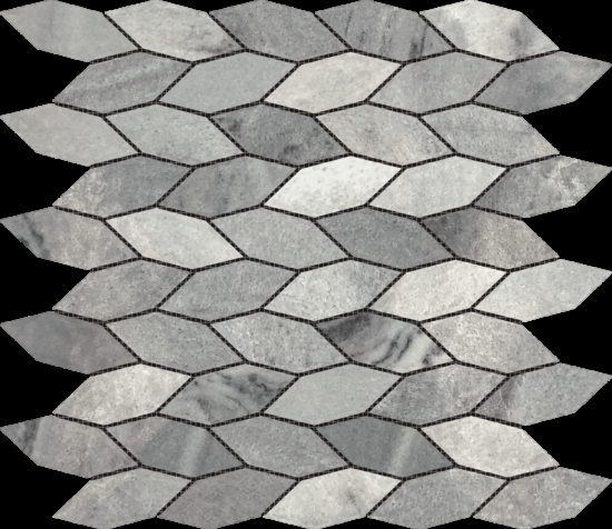 Elongated Hexagon Ice Grey "Leaves" Mosaic | Marino Tile NY