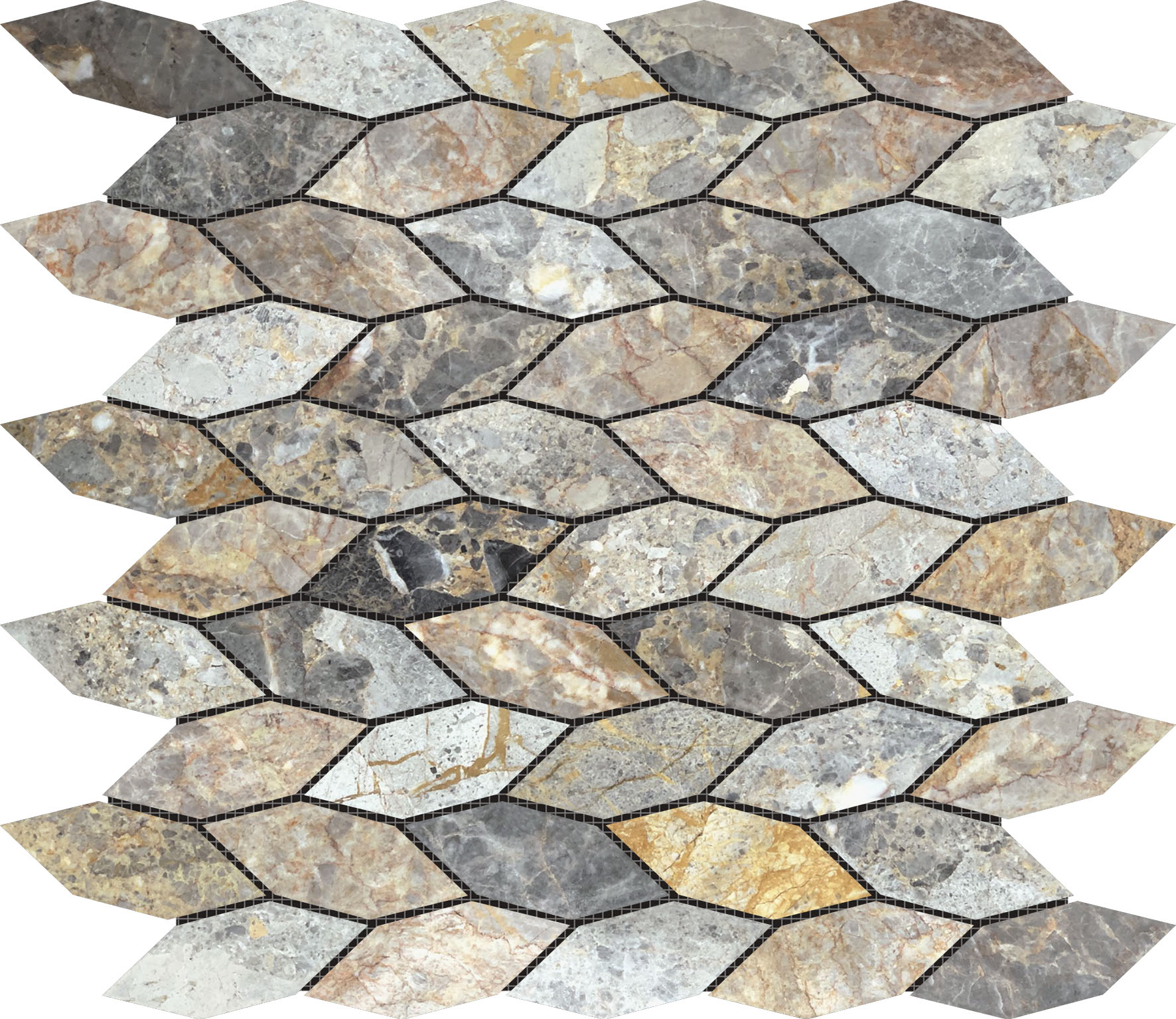 Elongated Hexagon Royal Vein "Leaves" Mosaic