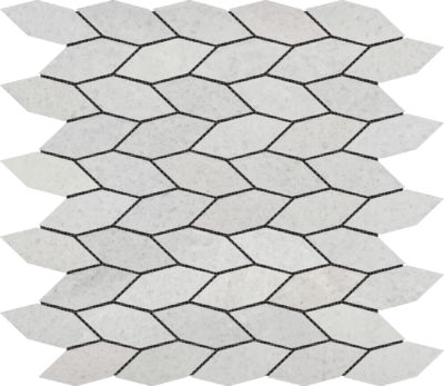 Elongated Hexagon White Grey “Leaves” Mosaic