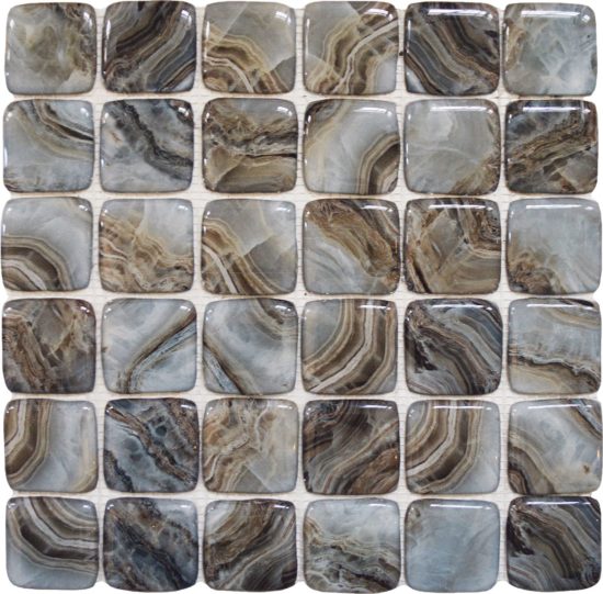Glass Square Grey Beige Mix Marble Pattern Mix Mosaic | Marino Tile NY