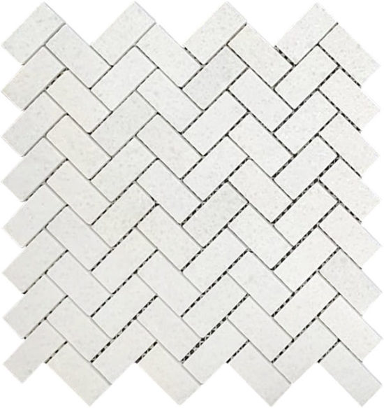 Herringbone Crystal White Marble Polished 1"x2" | Marino Tile NY
