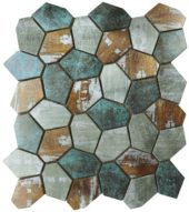 Hexagon Aluminum Mix Green Grey Beige 11.4"x12.2" | Marino Tile NY