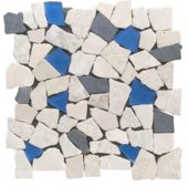 Mini Opus Beige Grey Marble Mix & Blue Glass | Marino Tile NY