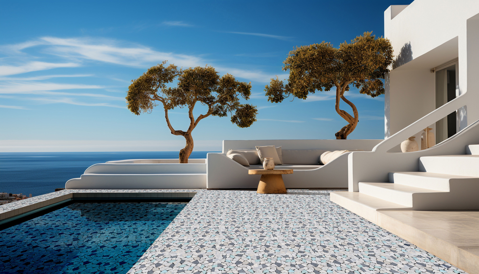 Mini Opus Beige Grey Marble Mix & Green Glass | Marino Tile NY