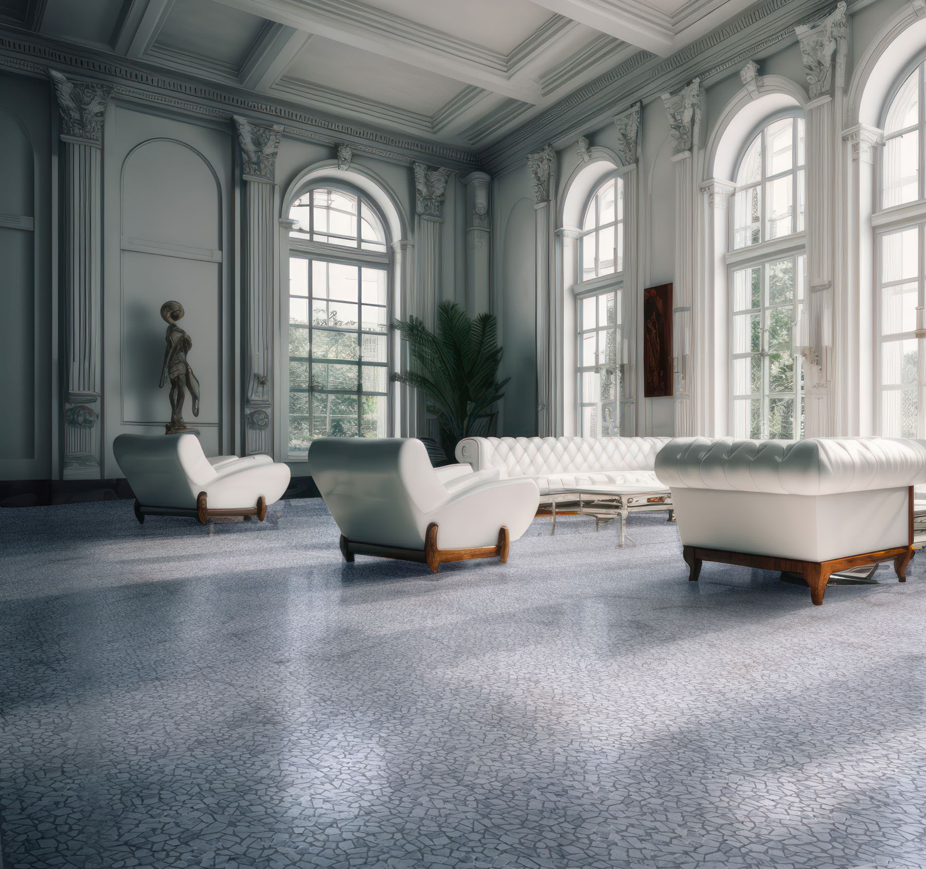 Mini Opus Matte White Grey Marble Stone Interlocking 2 | Marino Tile NY