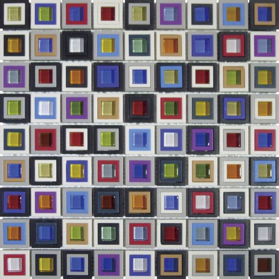 Multicolor Square Mix Glass Resin | Marino Tile NY
