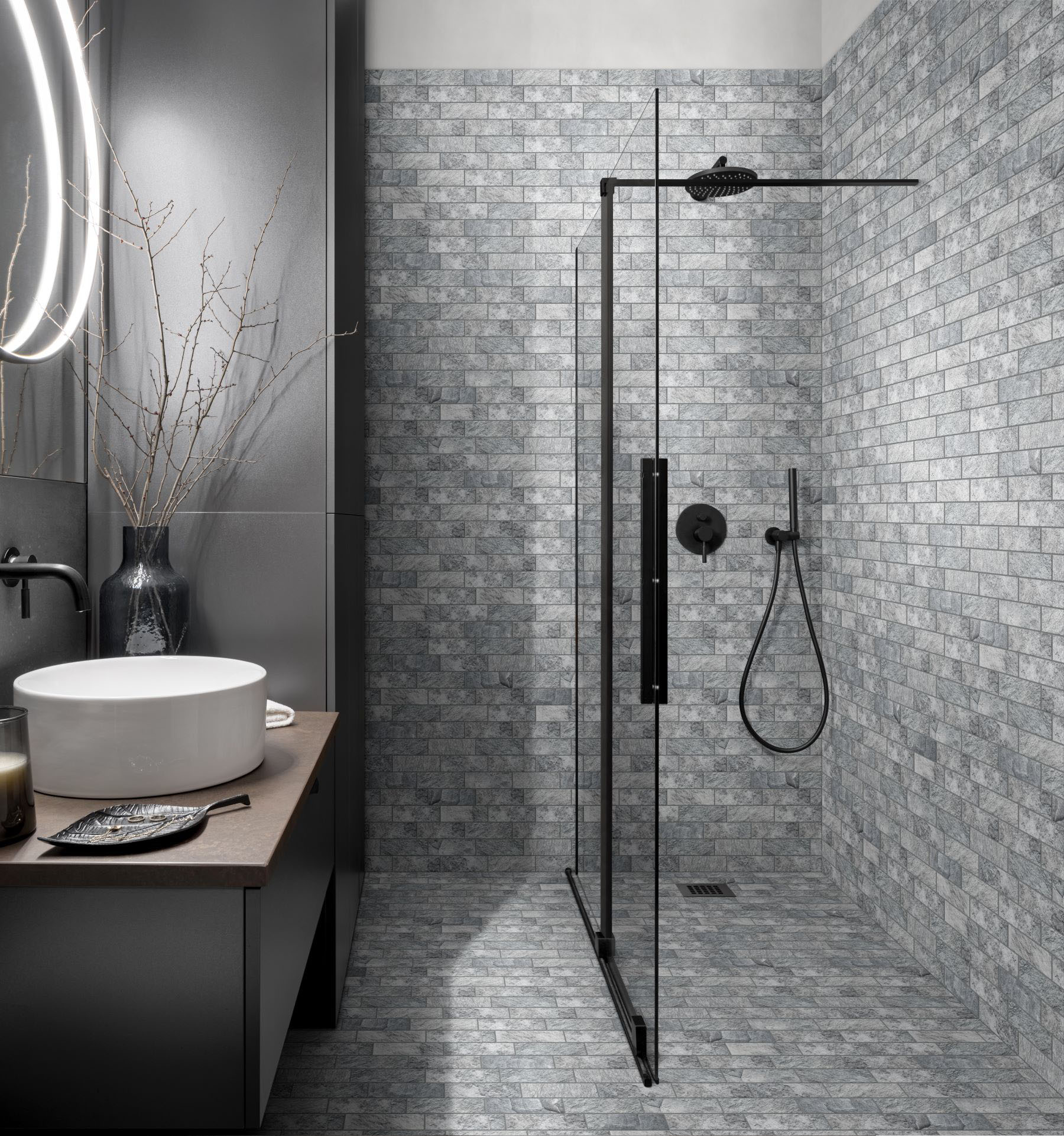 Slate Stone Grey Glazed Ceramic 2"x6" Brick Mosaic | Marino Tile NY