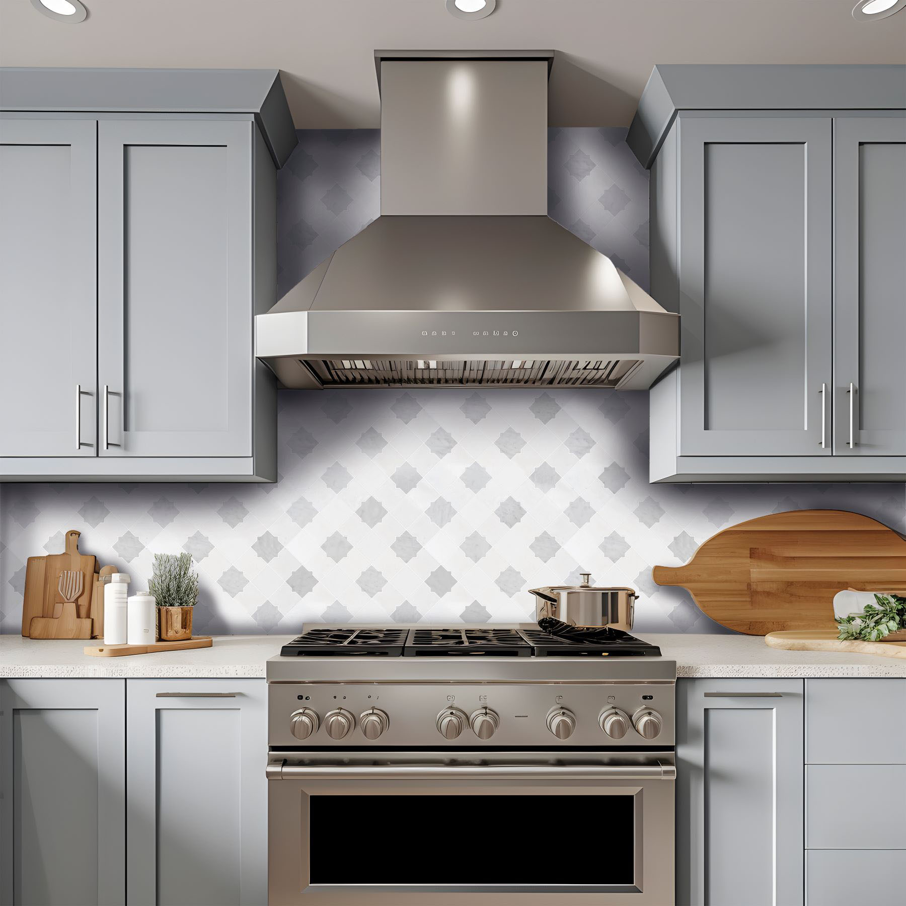 Star & Square White & Grey Mix Marble 2 | Marino Tile NY