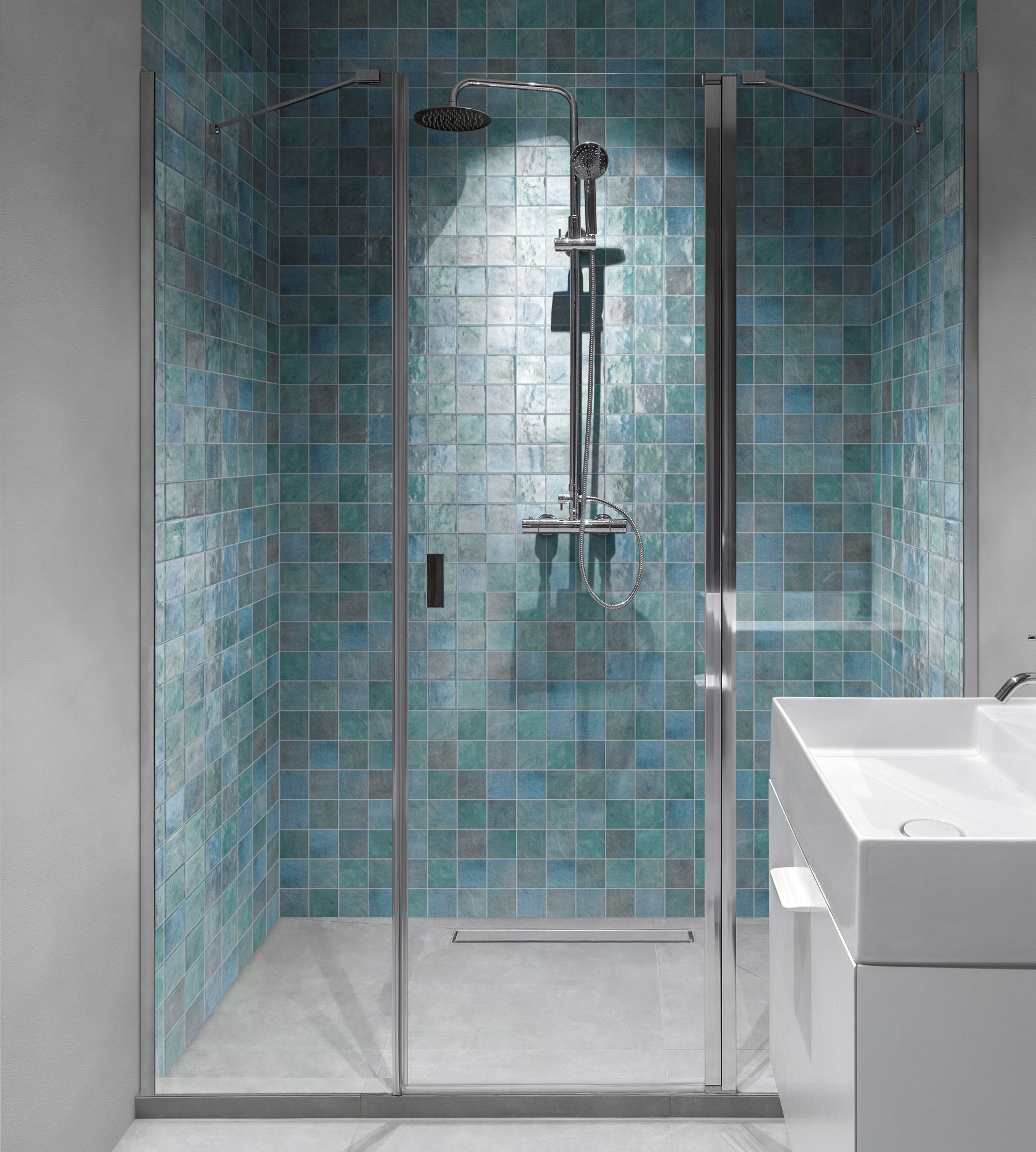Zellige Glazed Ceramic Soft Blue Mix 3 | Marino Tile NY