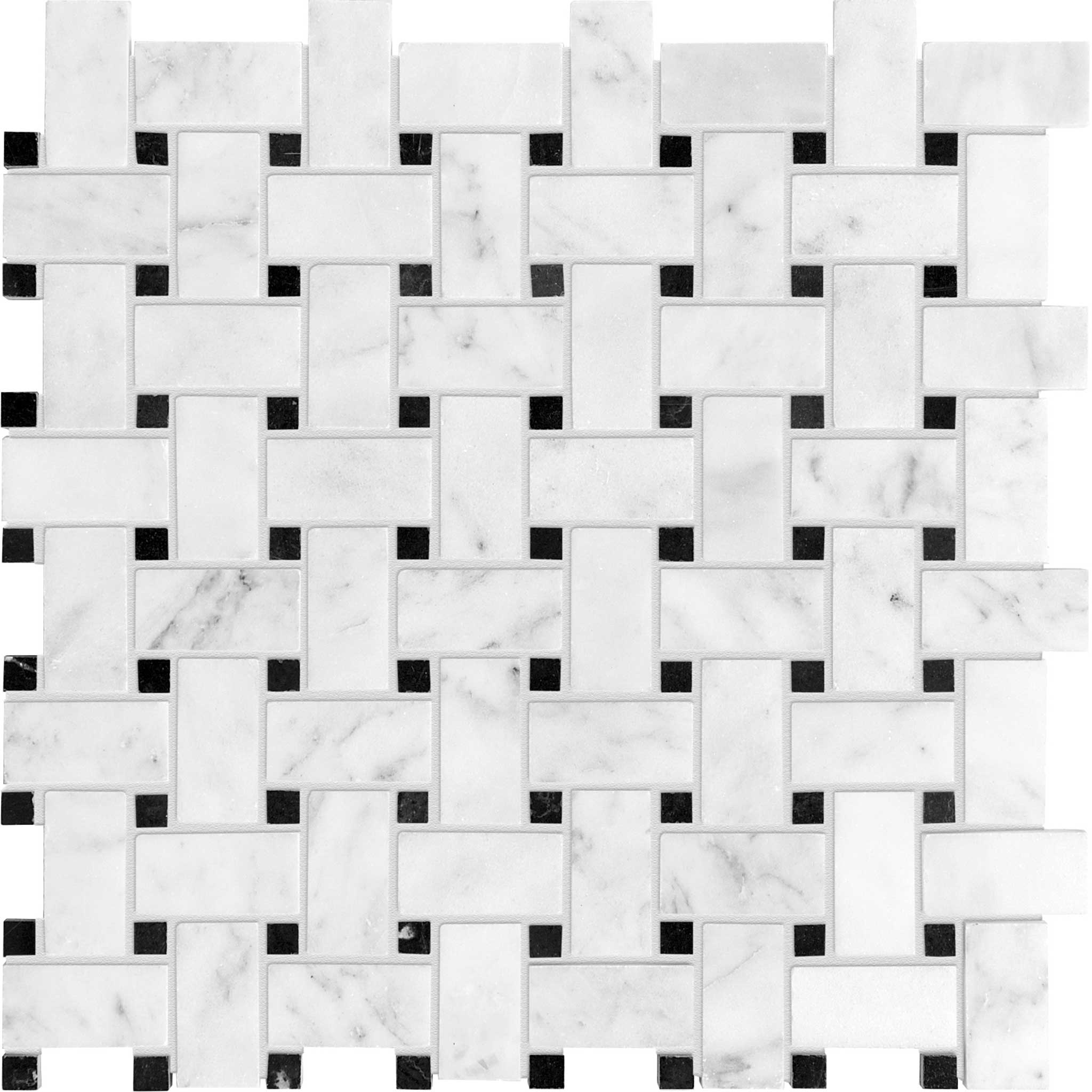 Bianco Venatino Basketweave Polished Mosaic | Marino Tile NY