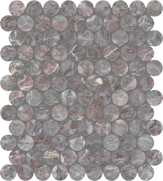 Sereno Burgundy 1.25 Penny Round Mosaic | Marino Tile NY