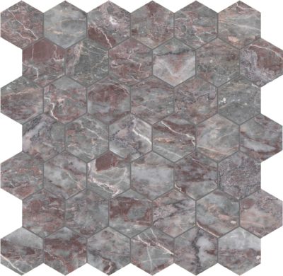 Sereno Burgundy 2 Hexagon Mosaic