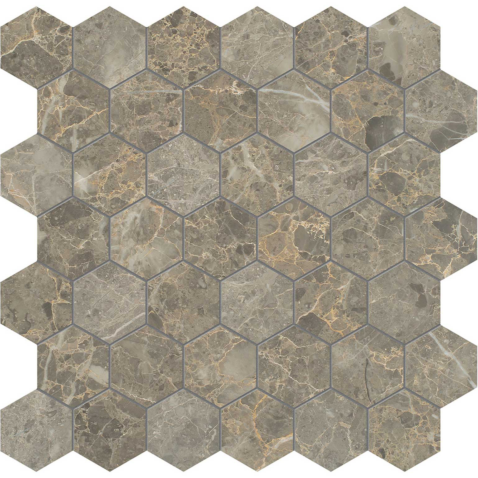 Velutto Ash 2 Hexagon Mosaic | Marino Tile NY
